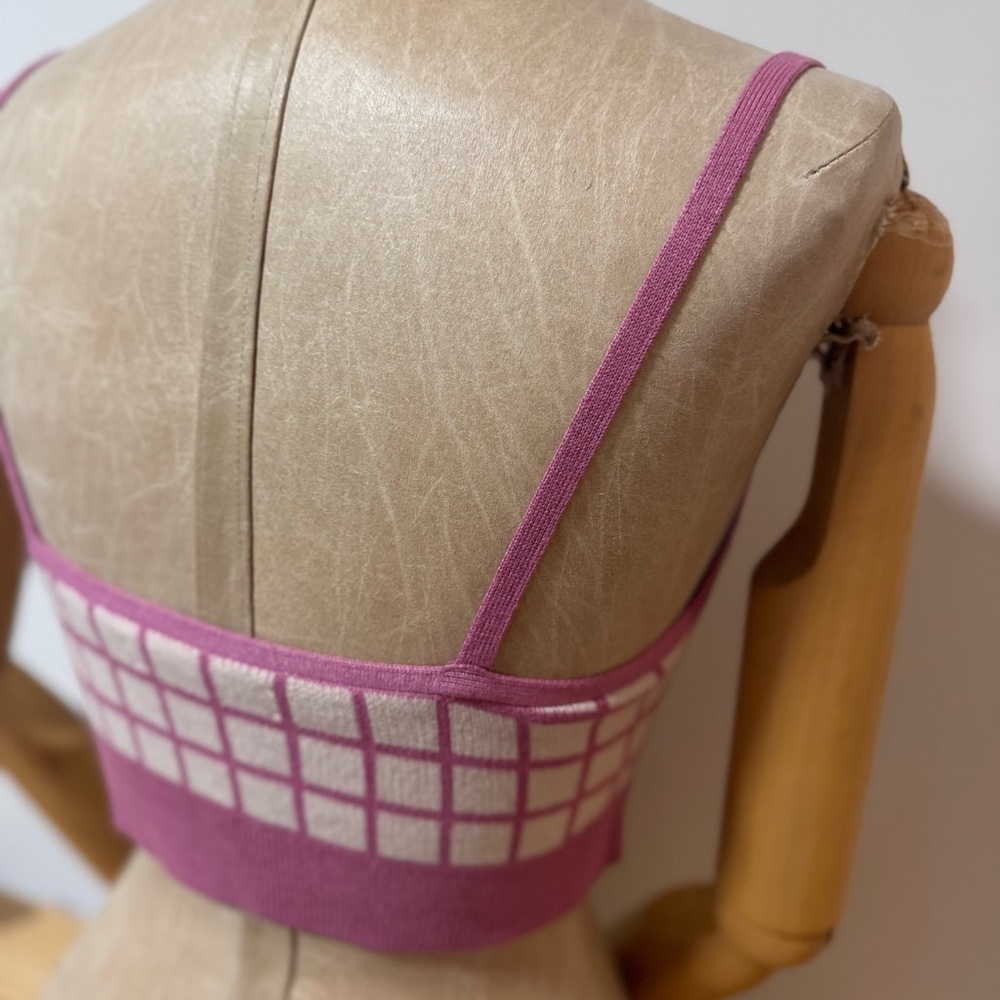 OAK + FORT Pink and Cream Knit Bralette (S) - Picture 4 of 8